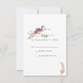 Pampas Grass Bohemian Wedding RSVP Kaartje
