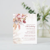 Pampas Grass Boho 80th Birthday Party Invitation (Staand voorkant)