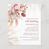 Pampas Grass Boho 80th Birthday Party Invitation (Voorkant)