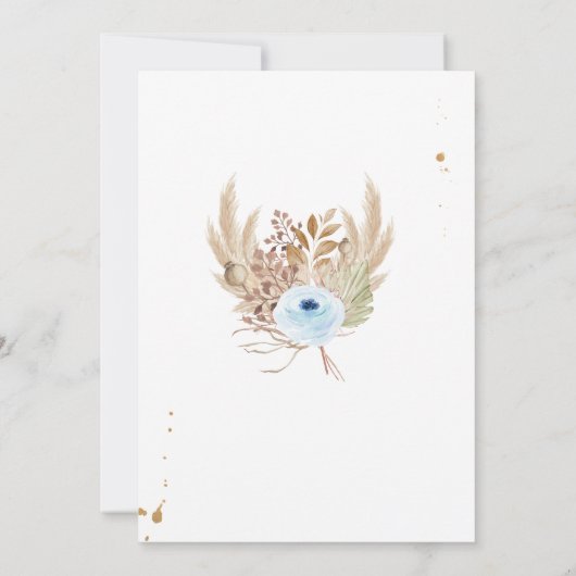 Pampas grass Boho ANY AGE Rustic Boy Birthday Invi Kaart (Achterkant)