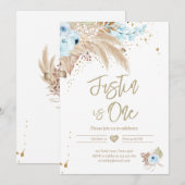 Pampas grass Boho ANY AGE Rustic Boy Birthday Invi Kaart (Voorkant / Achterkant)