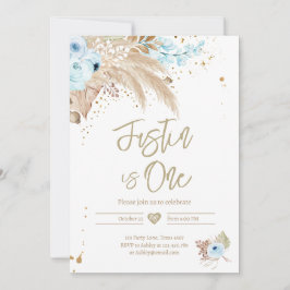 Pampas grass Boho ANY AGE Rustic Boy Birthday Invi Kaart