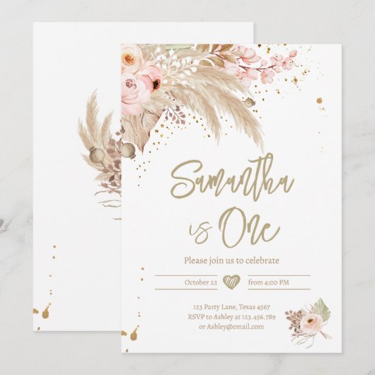 Pampas Grass Boho ANY AGE Rustic Girl Birthday Kaart (Voorkant / Achterkant)