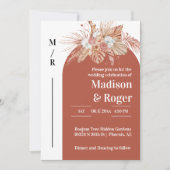 Pampas Grass Boho Arch QR Code Foto Huwelijk Kaart (Voorkant)