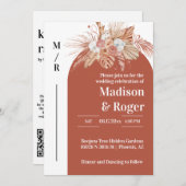 Pampas Grass Boho Arch QR Code Foto Huwelijk Kaart (Voorkant / Achterkant)