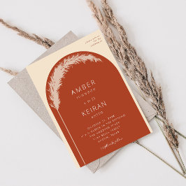 Pampas Grass Boho Arch - Terra Cotta Wedding Kaart