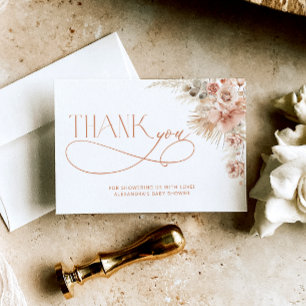 Pampas Grass Boho Baby shower bedankje Kaart