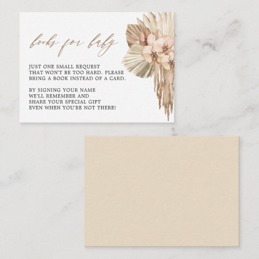 Pampas Grass Boho Baby shower Boek Aanvraag Kaarte Informatiekaartje (Voorkant / Achterkant)