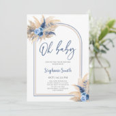 Pampas Grass Boho Baby shower Boy Kaart (Staand voorkant)