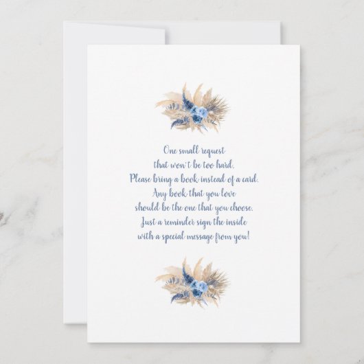 Pampas Grass Boho Baby shower Boy Kaart (Achterkant)