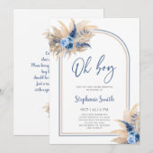 Pampas Grass Boho Baby shower Boy Kaart (Voorkant / Achterkant)