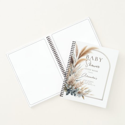 Pampas Grass Boho Baby shower gastenboek Notitieboek (Binnen)