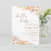 Pampas Grass Boho Baby shower Invitation Kaart (Staand voorkant)