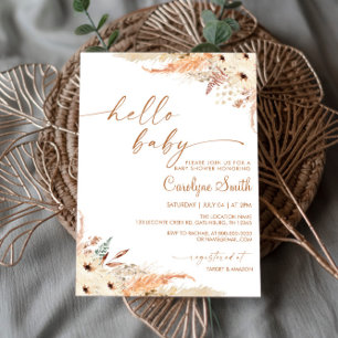 Pampas Grass Boho Baby shower Invitation Kaart