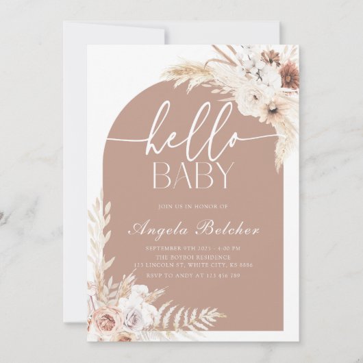 Pampas Grass Boho Baby shower Kaart (Voorkant)