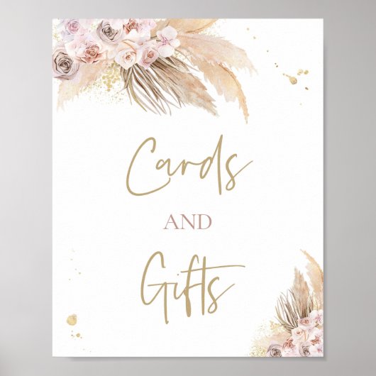 Pampas grass Boho Baby shower Kaarten and Gifts Si Poster (Voorkant)