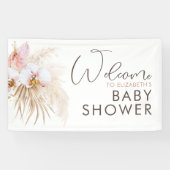 Pampas Grass Boho Baby shower Welkomstbanner Spandoek (Horizontaal)