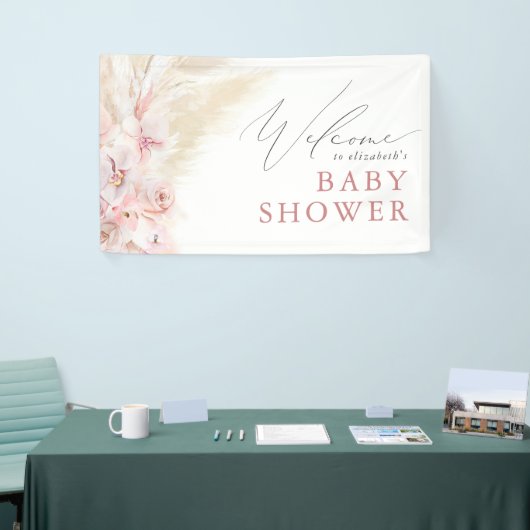 Pampas Grass Boho Baby shower Welkomstbanner Spandoek (Beurs)