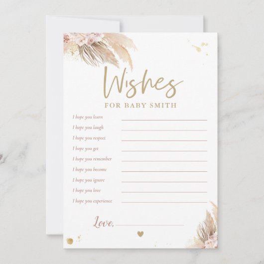 Pampas grass Boho Baby shower wenst Baby Kaart (Voorkant)