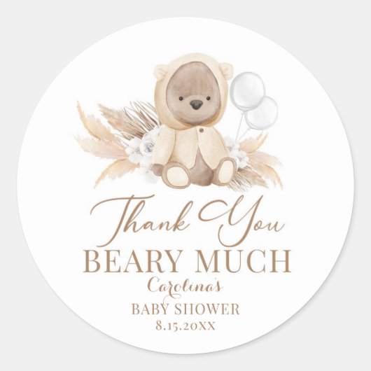 Pampas Grass Boho bedankt je veel aardiger Ronde Sticker (Voorkant)