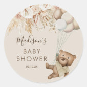Pampas Grass Boho Beer Baby shower Classic Round S Ronde Sticker (Voorkant)