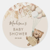 Pampas Grass Boho Beer Baby shower Ronde Sticker (Voorkant)