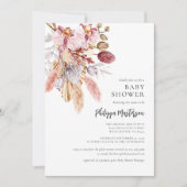 Pampas Grass Boho Bloemen Meisje Baby shower Kaart (Voorkant)