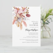 Pampas Grass Boho Bloemen Meisje Baby shower Kaart (Staand voorkant)