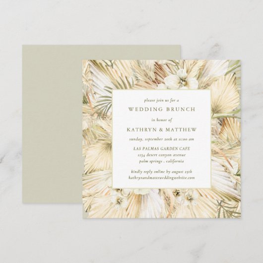 Pampas Grass Boho Bloemen Post Bruiloftsbrunch Kaart (Voorkant / Achterkant)