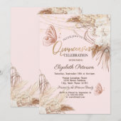 Pampas Grass Boho Bloemen Vlinders Quinceañera Kaart (Voorkant / Achterkant)