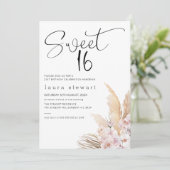 Pampas Grass Boho Bloemen Zoet 16e Verjaardag Kaart (Staand voorkant)