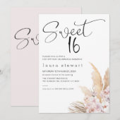 Pampas Grass Boho Bloemen Zoet 16e Verjaardag Kaart (Voorkant / Achterkant)