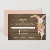 Pampas Grass Boho Blush Bloemen Rustiek Hout RSVP (Voorkant / Achterkant)