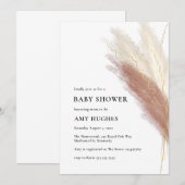 Pampas Grass Boho Blush Pink Gold Baby shower Invi Kaart (Voorkant / Achterkant)