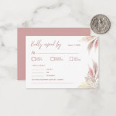 Pampas Grass Boho Blush Roze Elegant Bruiloft RSVP Notitiekaartje (Voorkant / Achterkant in situ)