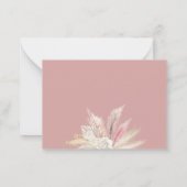 Pampas Grass Boho Blush Roze Elegant Bruiloft RSVP Notitiekaartje (Achterkant)