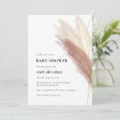 Pampas Grass Boho Blush Roze Goud Baby shower Kaart (Staand voorkant)