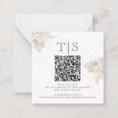 Pampas Grass Boho Blush Roze QR Code Enclosure Notitiekaartje (Voorkant)