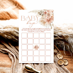 Pampas Grass Boho Bohemian Baby shower Bingogame