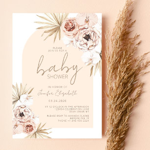 Pampas Grass Boho Bohemian Baby shower Kaart