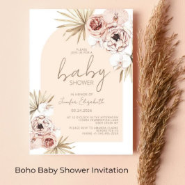 Pampas Grass Boho Bohemian Baby shower Kaart