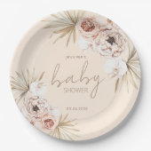 Pampas Grass Boho Bohemian Baby shower Papieren Bordje (Voorkant)