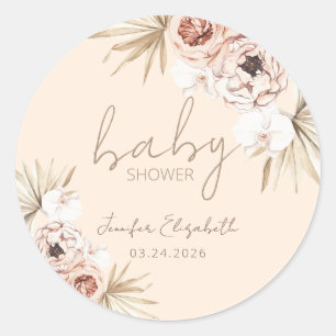 Pampas Grass Boho Bohemian Baby shower Ronde Sticker