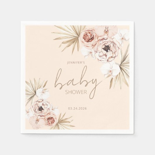 Pampas Grass Boho Bohemian Baby shower Servet (Voorkant)