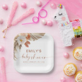 Pampas Grass Boho Bohemian Desert Baby shower Papieren Bordje (Feest)