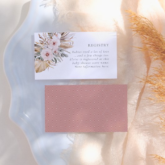 Pampas Grass Boho Bohemian Desert Girl Baby shower Informatiekaartje