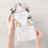 Pampas Grass Boho Bohemian Eucalyptus Weddenschap All In One Uitnodiging (Afscheurbaar)