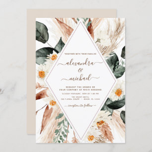 Pampas grass Boho Bohemian Eucalyptus Wedding Invi Kaart