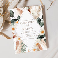Pampas grass Boho Bohemian Eucalyptus Wedding Invi