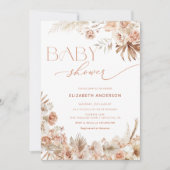 Pampas Grass Boho Bohemian Floral Baby shower Kaart (Voorkant)